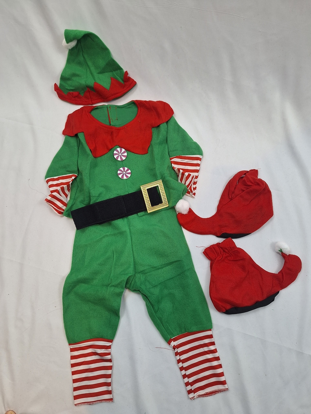 Kids Holiday Elf Costume in Green and Red